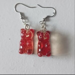 Red drip gummy bear earrings